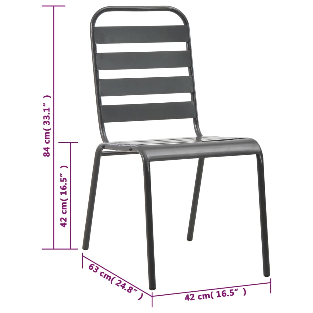 3 pcs conjunto bistrô aço cinzento escuro