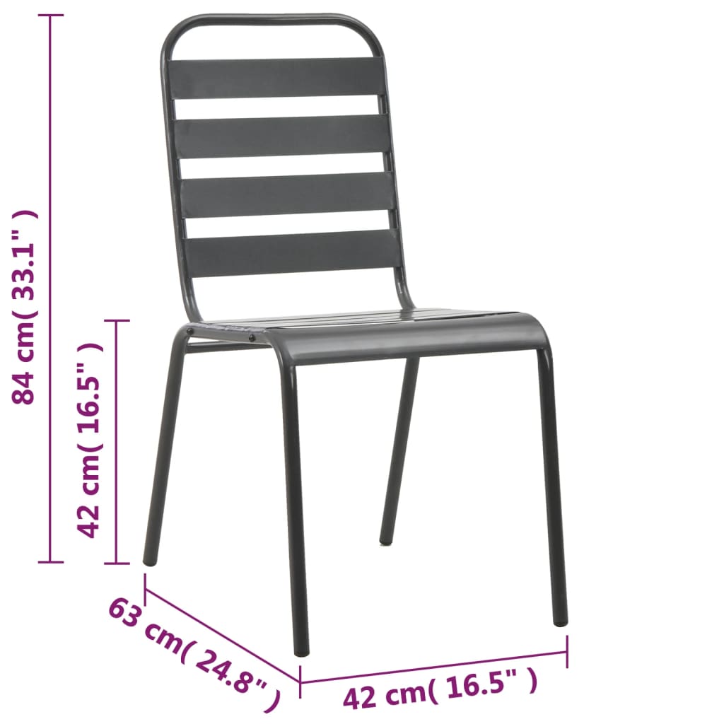 5 pcs conjunto de jantar jardim aço cinzento escuro