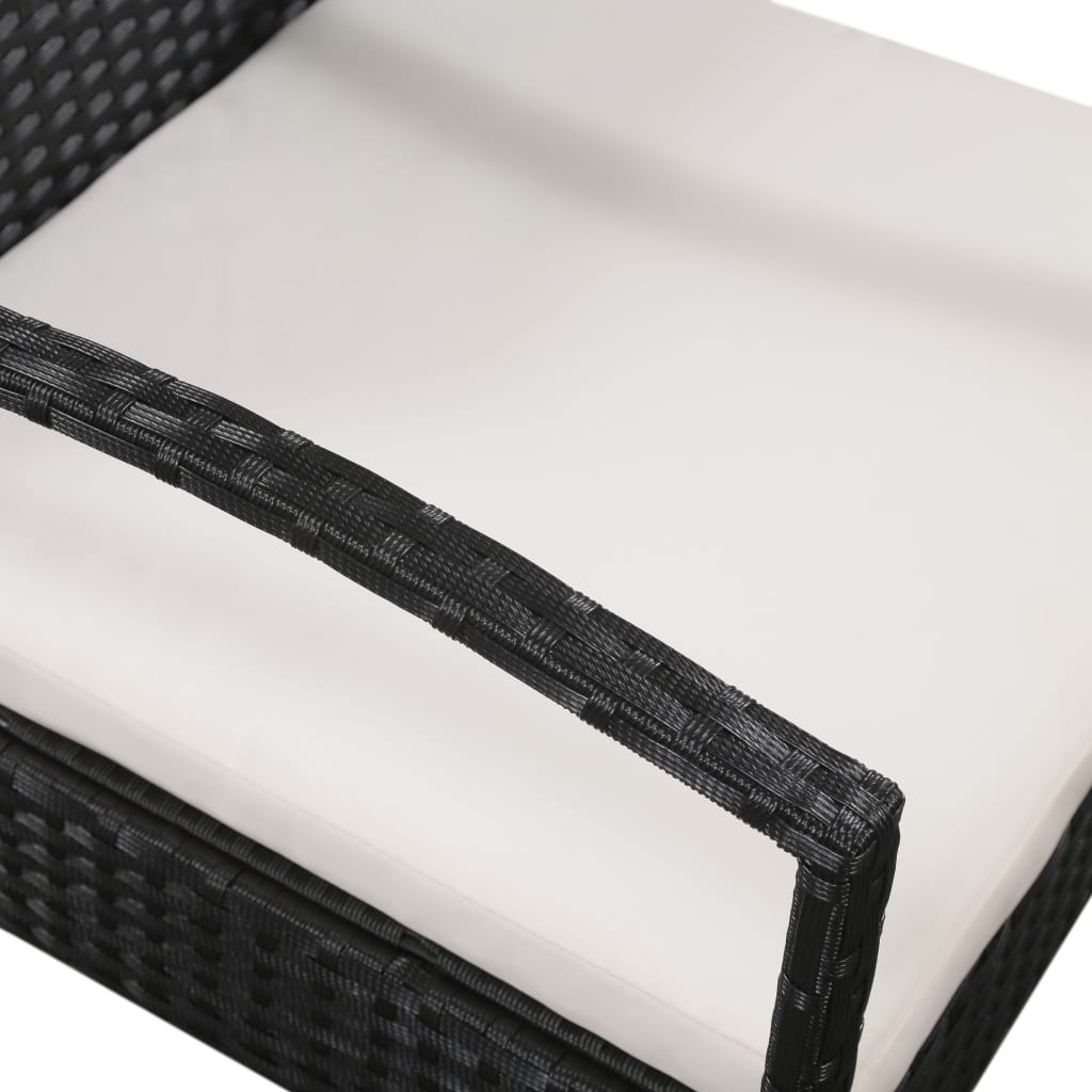 5 pcs conjunto lounge de jardim c/ almofadões vime PE preto