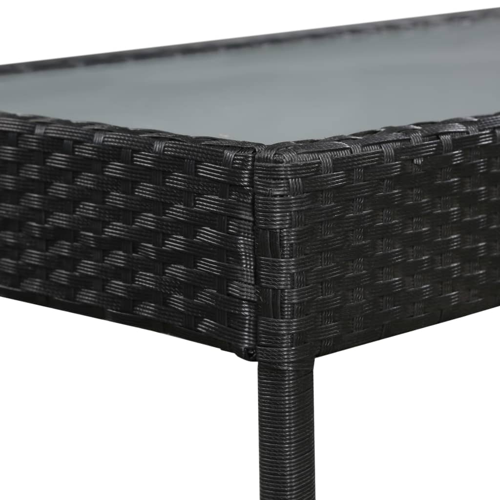 5 pcs conjunto lounge de jardim c/ almofadões vime PE preto