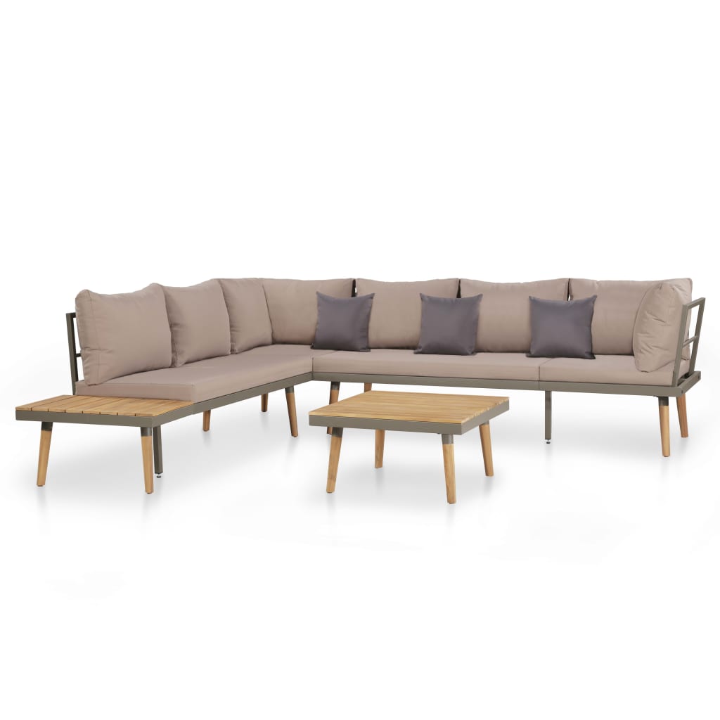 4 pcs conj. lounge jardim c/ almofadões acácia maciça castanho
