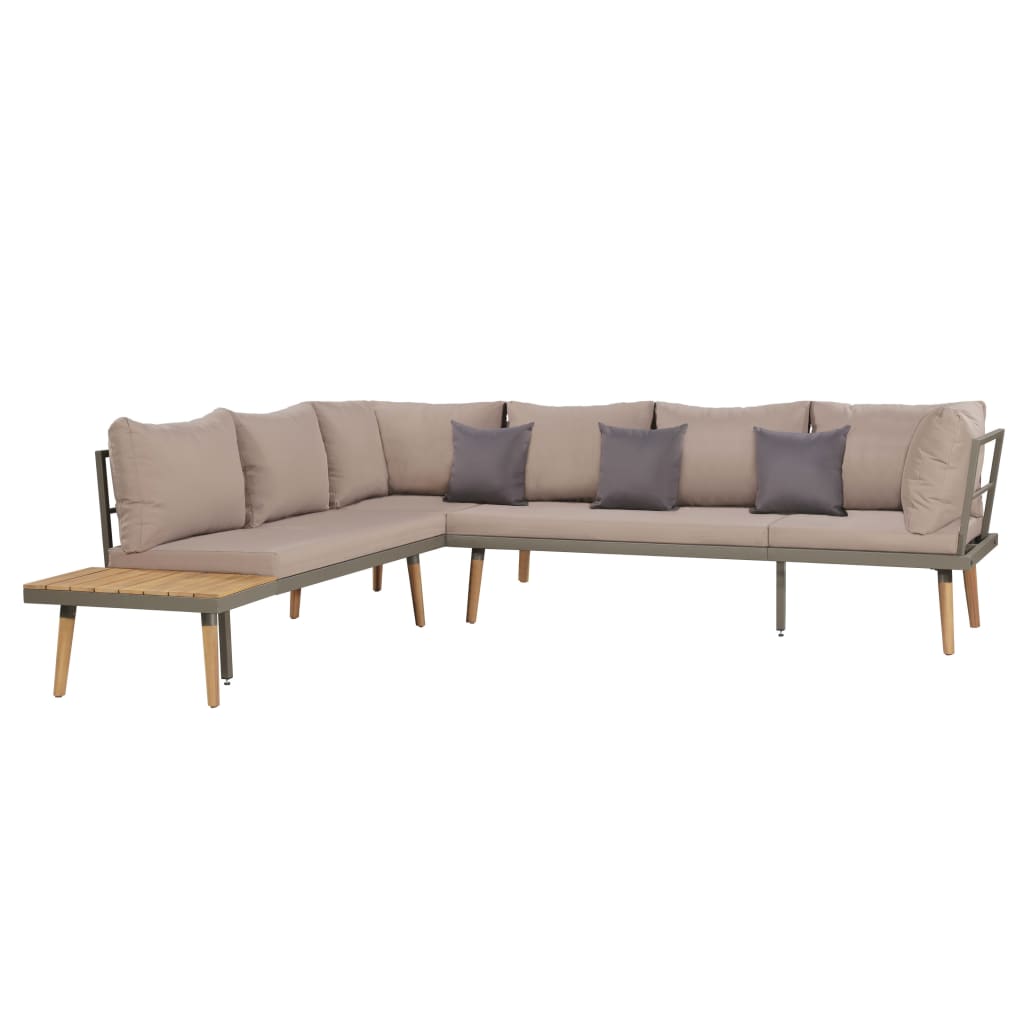 4 pcs conj. lounge jardim c/ almofadões acácia maciça castanho