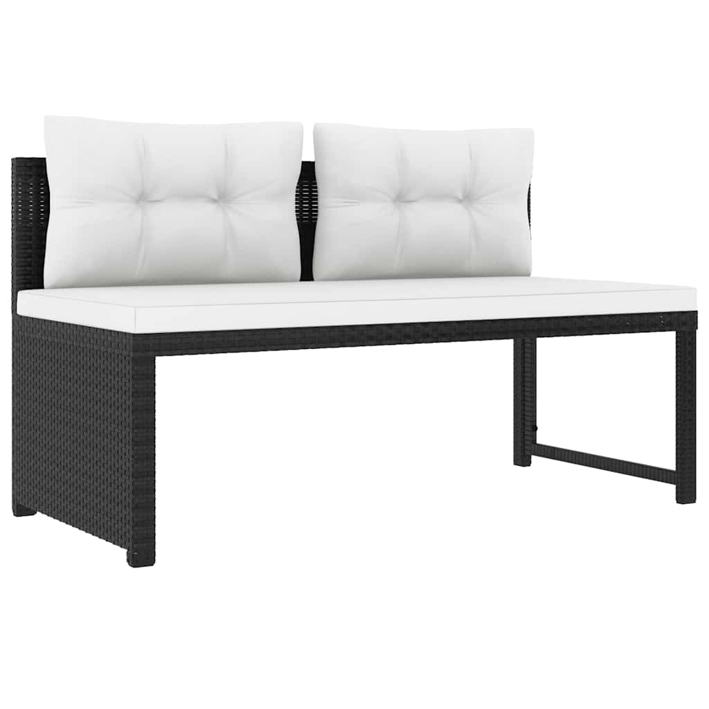 4 pcs conjunto lounge para jardim vime PE preto