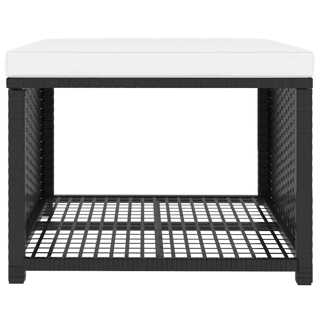 4 pcs conjunto lounge para jardim vime PE preto