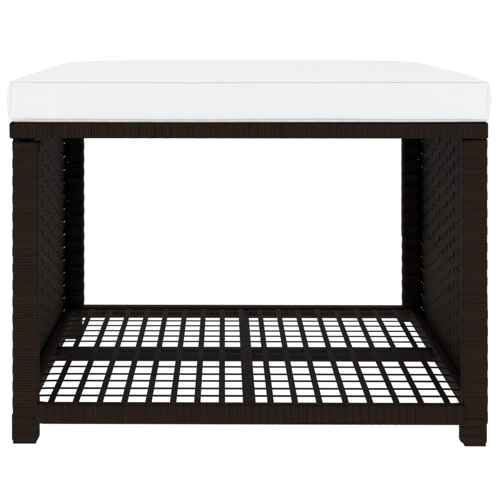 4 pcs conjunto lounge para jardim vime PE castanho