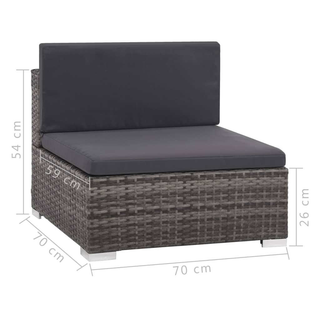 6 pcs conjunto lounge de jardim c/ almofadões vime PE cinzento