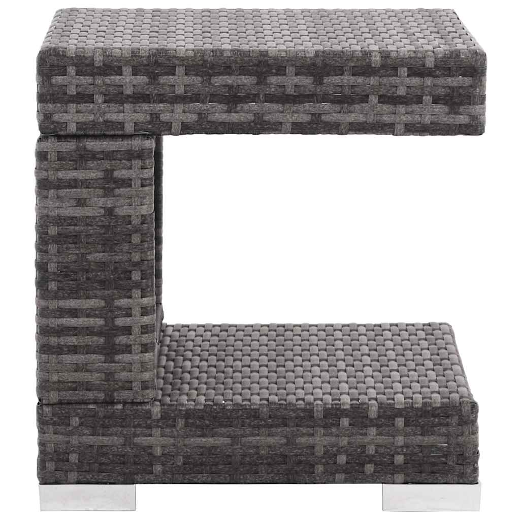 7 pcs conjunto lounge de jardim c/ almofadões vime PE cinzento