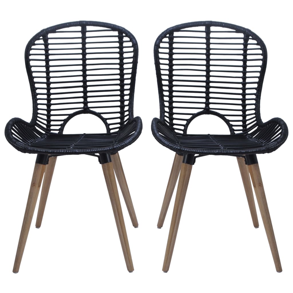 Cadeiras de jantar 2 pcs vime genuíno castanho