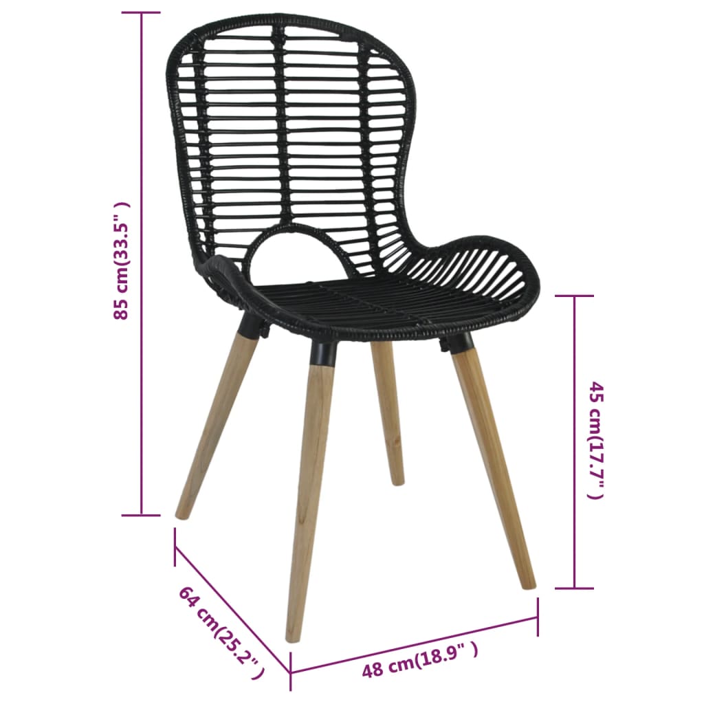 Cadeiras de jantar 2 pcs vime genuíno castanho