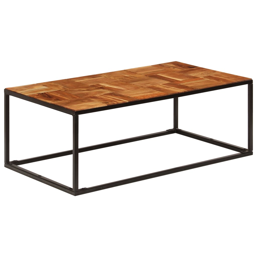 Mesa de centro 110x60x40 cm madeira acácia maciça e aço