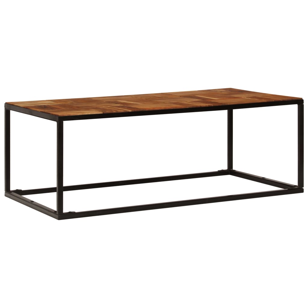 Mesa de centro 110x60x40 cm madeira acácia maciça e aço