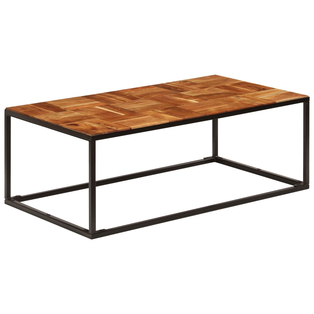 Mesa de centro 110x60x40 cm madeira acácia maciça e aço