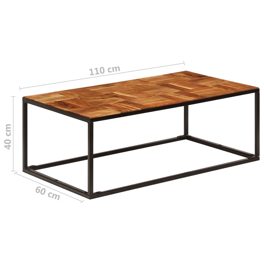 Mesa de centro 110x60x40 cm madeira acácia maciça e aço