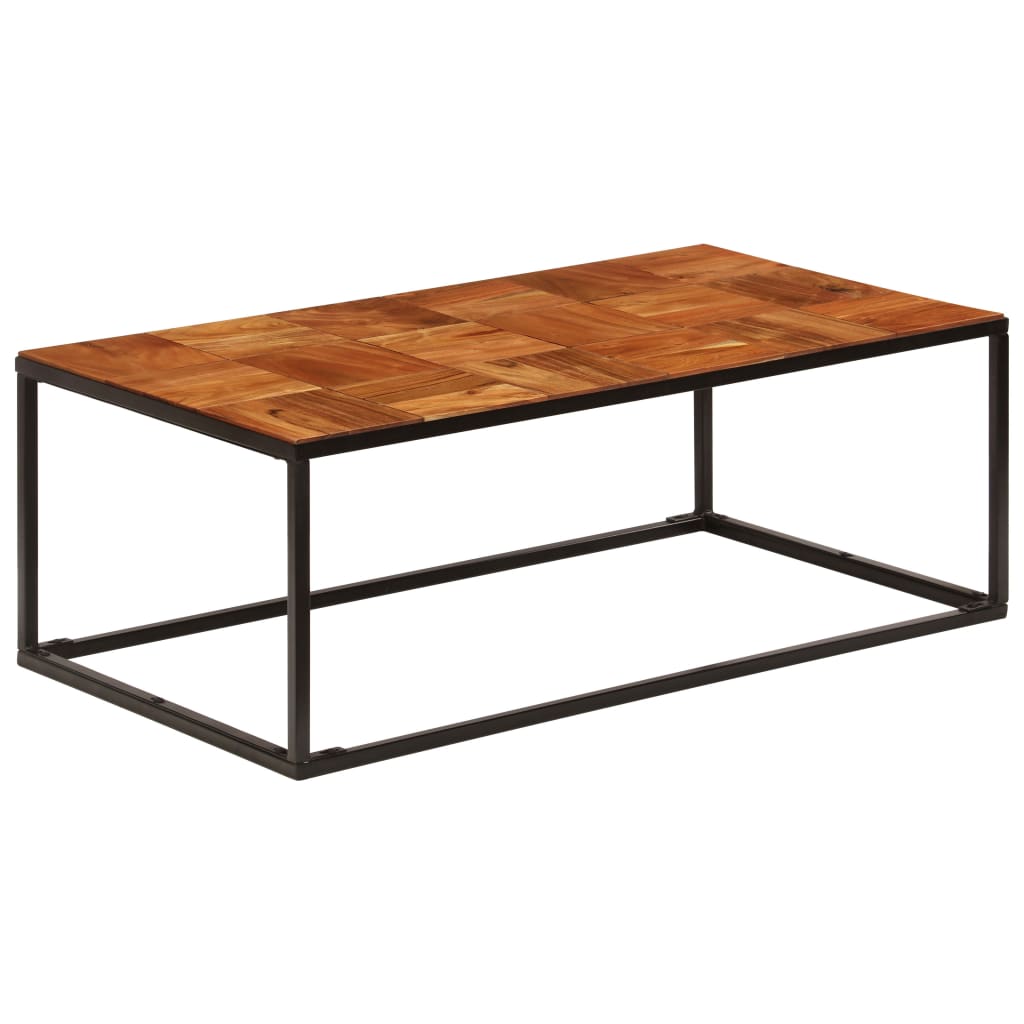 Mesa de centro 110x60x40 cm madeira acácia maciça e aço