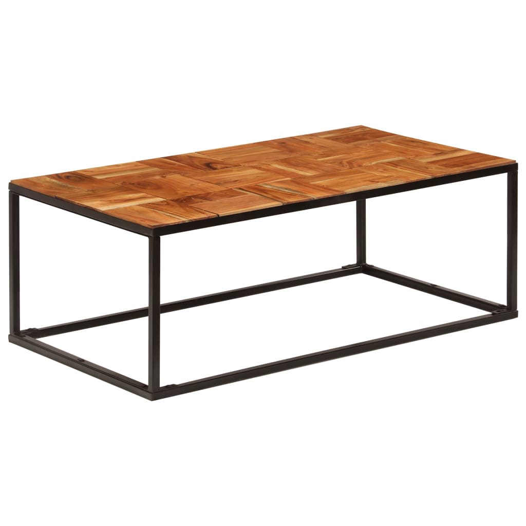 Mesa de centro 110x60x40 cm madeira acácia maciça e aço