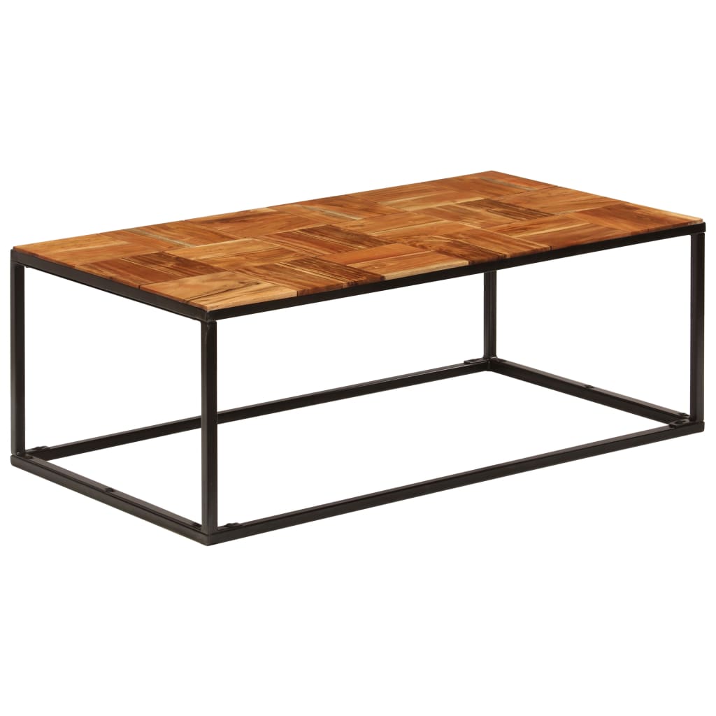 Mesa de centro 110x60x40 cm madeira acácia maciça e aço