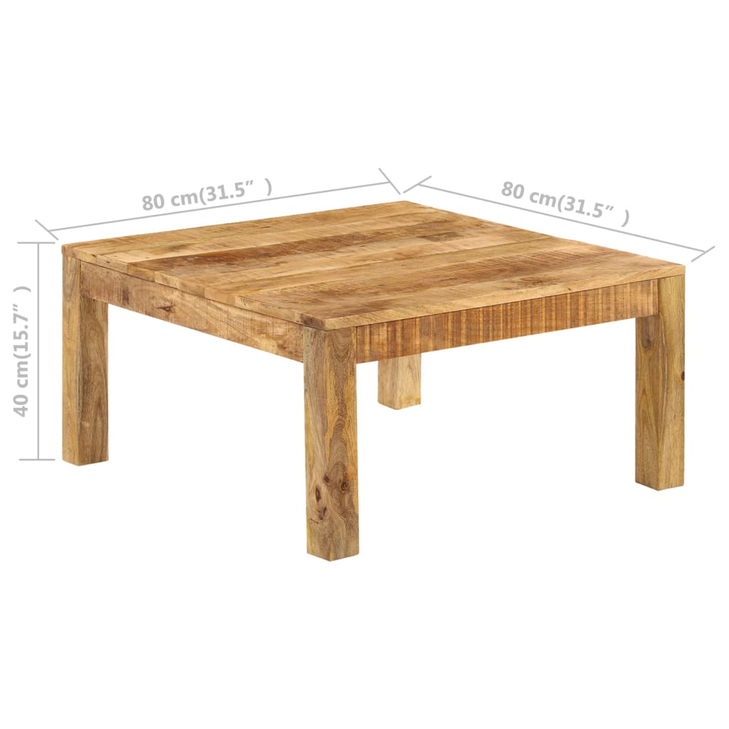 Mesa de centro em madeira de mangueira maciça 80x80x40cm