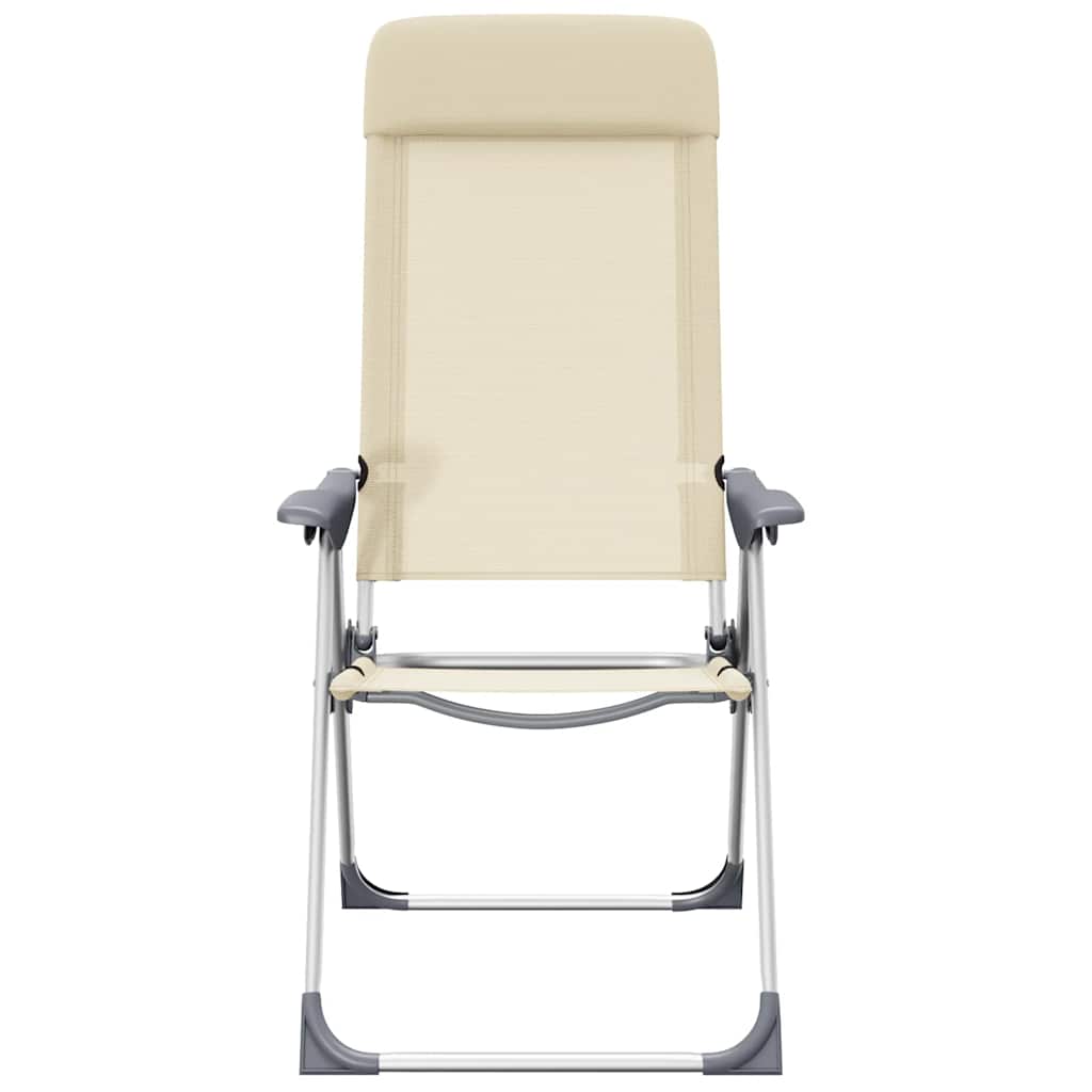 Cadeiras de campismo dobráveis 2 pcs alumínio creme