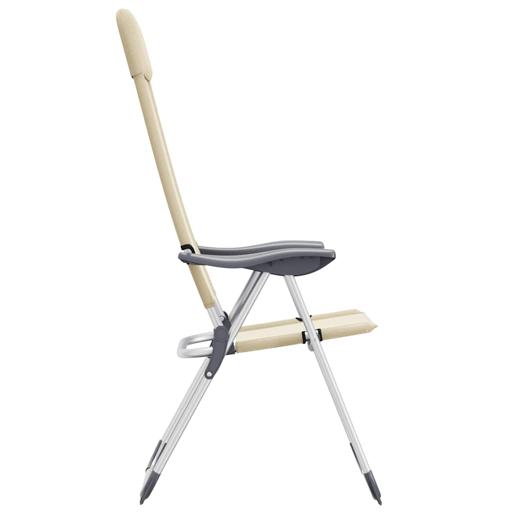 Cadeiras de campismo dobráveis 2 pcs alumínio creme