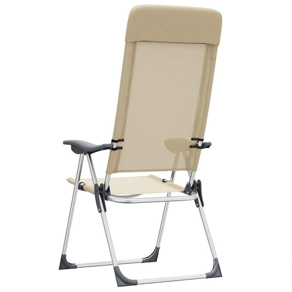 Cadeiras de campismo dobráveis 2 pcs alumínio creme