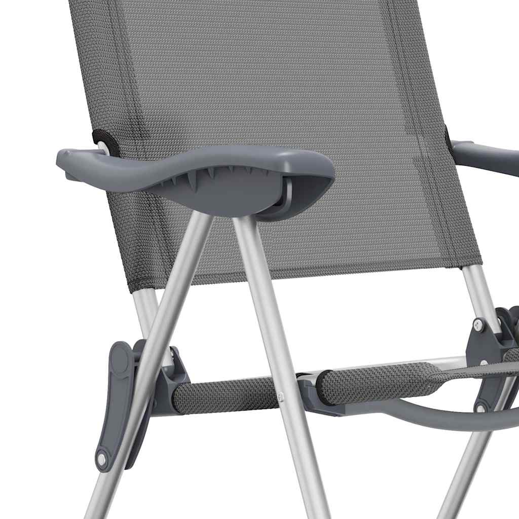 Cadeiras de campismo dobráveis 4 pcs alumínio cinzento