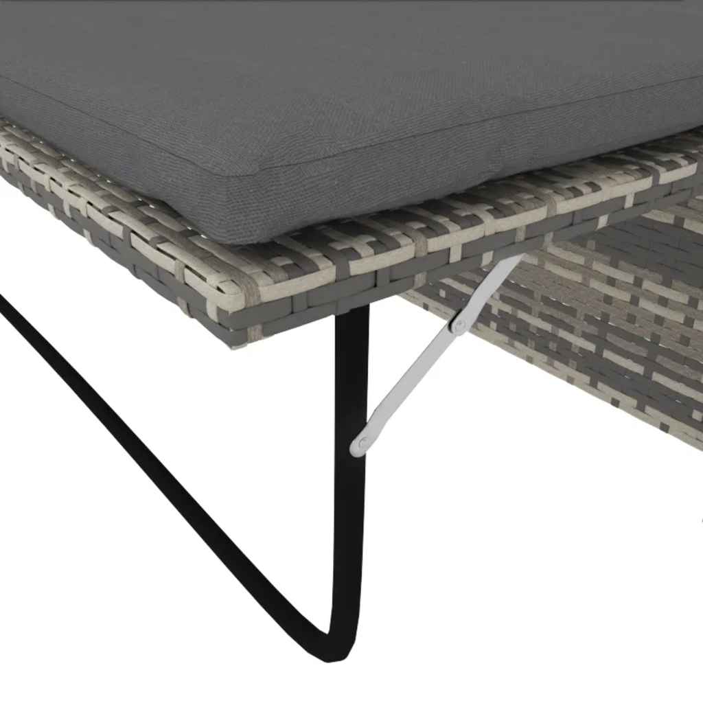 2 pcs conjunto lounge de jardim c/ almofadões vime PE cinzento