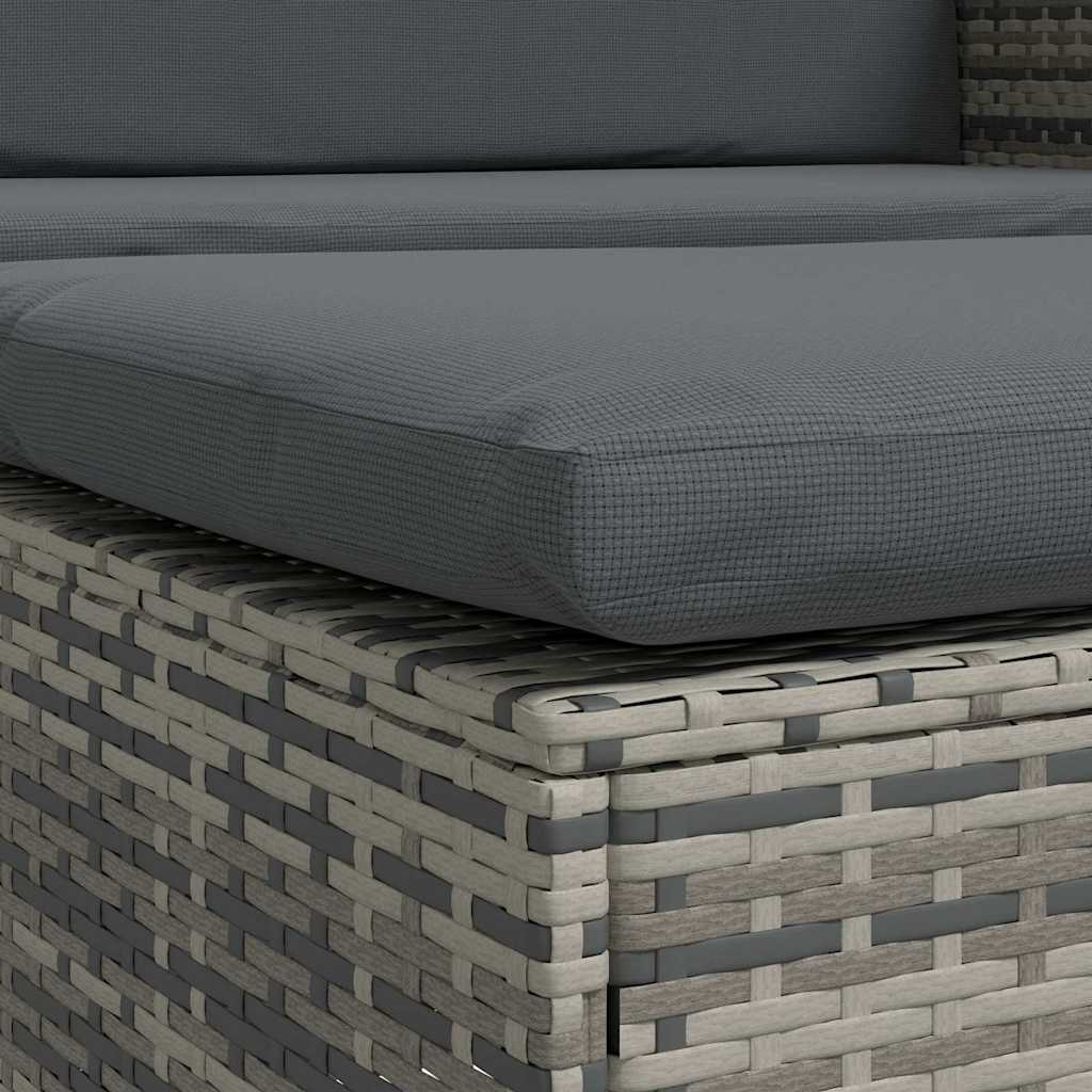 2 pcs conjunto lounge de jardim c/ almofadões vime PE cinzento