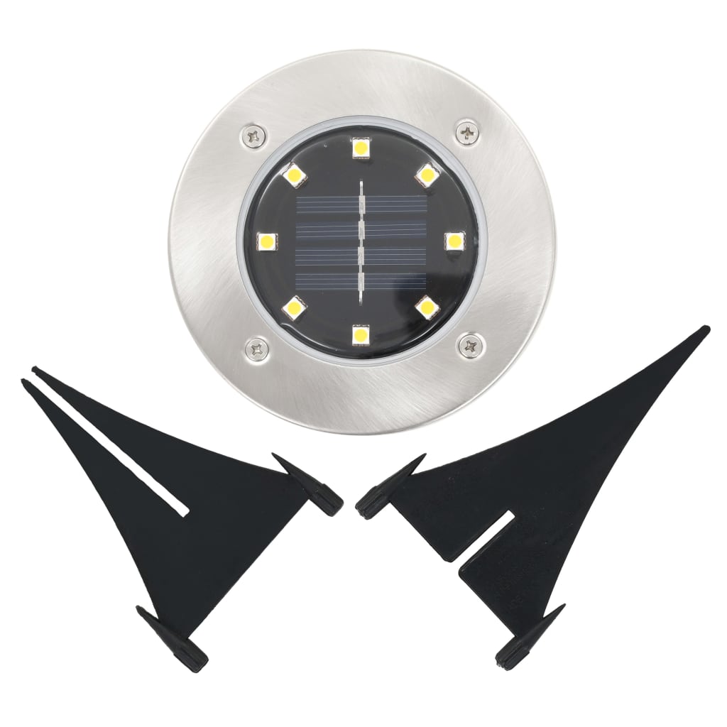 Iluminação LED solar de solo 8 pcs branco quente