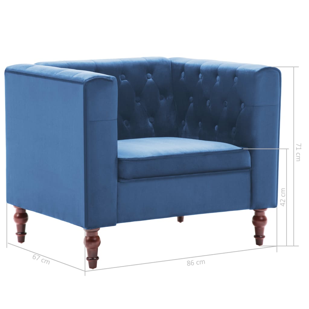 Poltrona em veludo azul