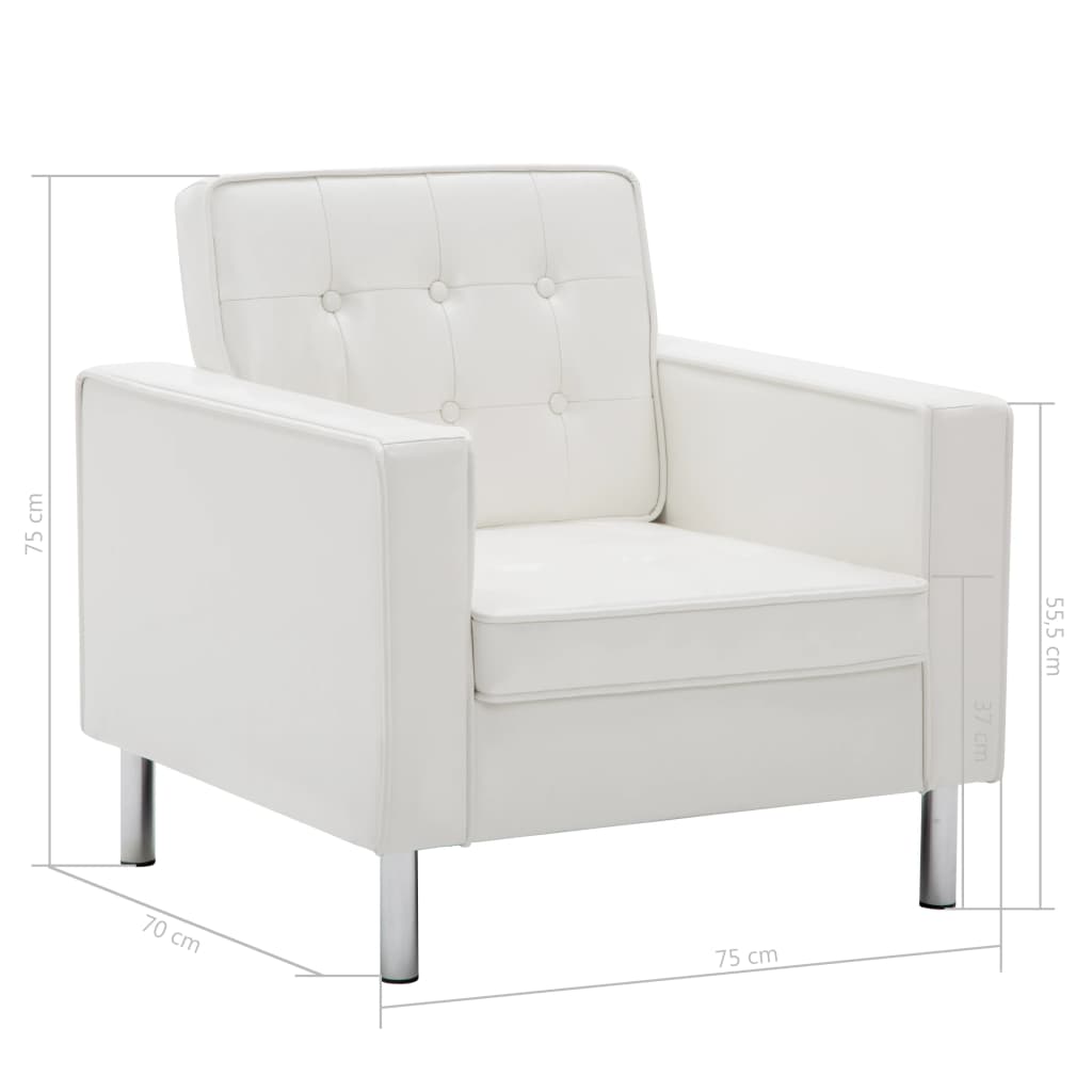 Poltrona branca 75x70x75 cm couro sintético