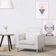 Poltrona branca 75x70x75 cm couro sintético