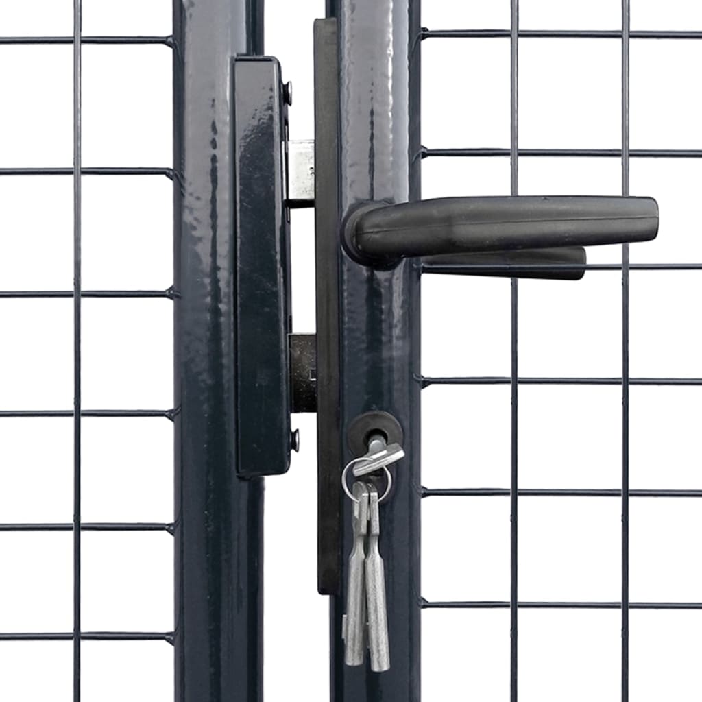 Portão de jardim de malha em aço galvanizado 400x75 cm cinza