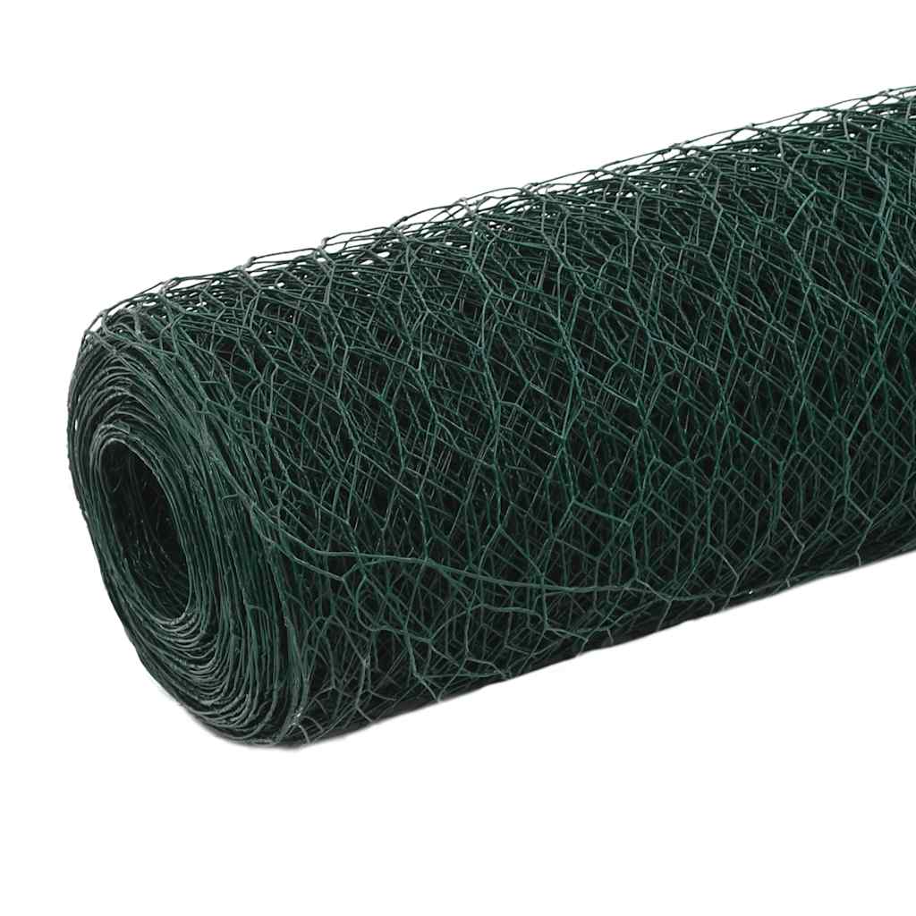 Cerca arame galinheiro 25x1,5 m aço c/ revestimento PVC verde