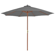 Guarda-sol de exterior com mastro de madeira 300 cm antracite