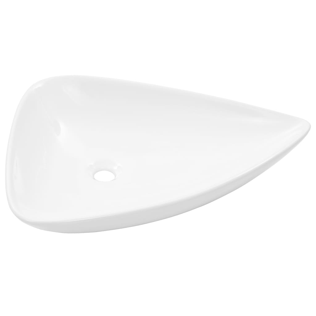Lavatório em cerâmica 645x455x115 mm branco triangular