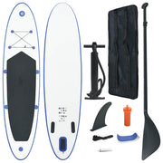Conjunto prancha de paddle SUP insuflável azul e branco