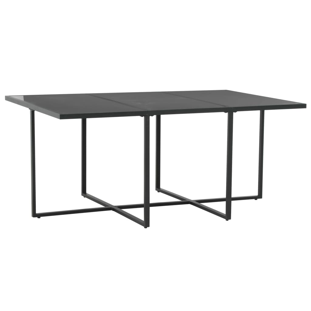 7 pcs conjunto jantar exterior com almofadões vime PE preto