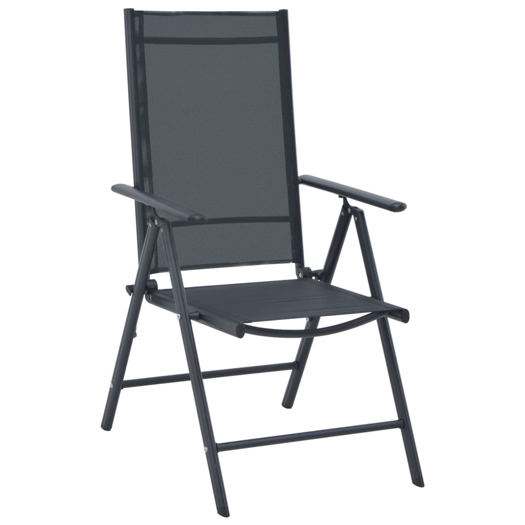 5 pcs conjunto de jantar jardim alumínio e textilene preto