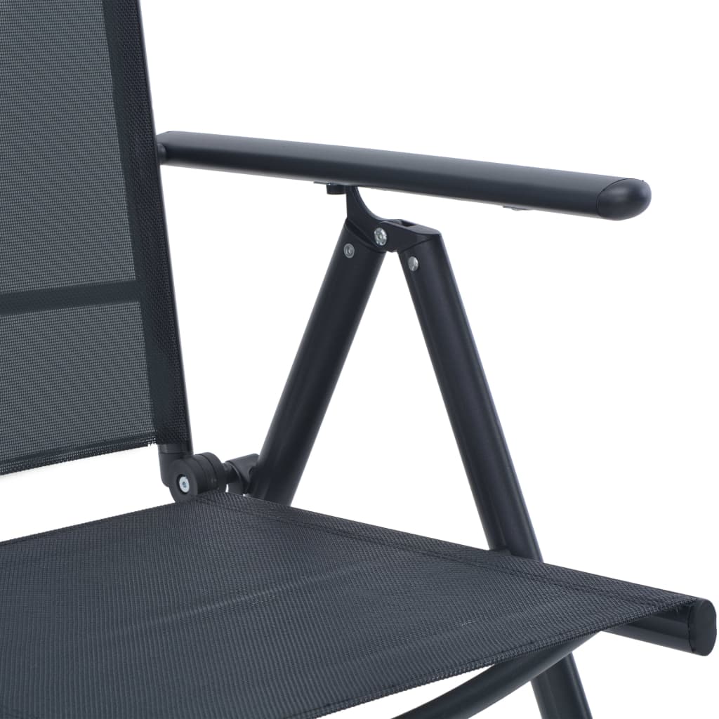 5 pcs conjunto de jantar jardim alumínio e textilene preto