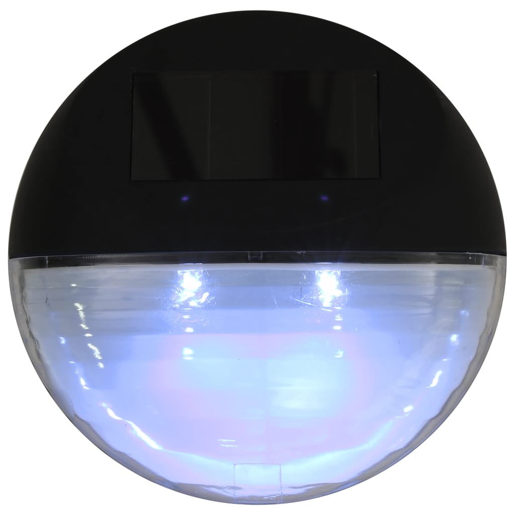 Candeeiro de parede solar LED de exterior 12 pcs preto redondo