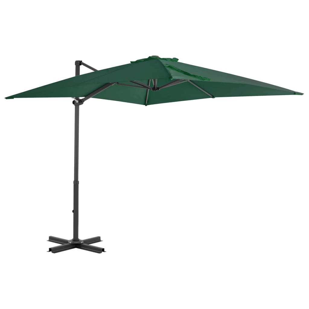 Guarda-sol cantilever com poste alumínio 250x250 cm verde