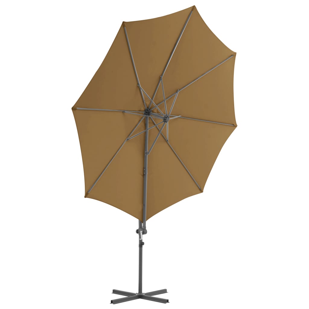 Guarda-sol cantilever c/ poste de aço 300 cm cinza-acastanhado