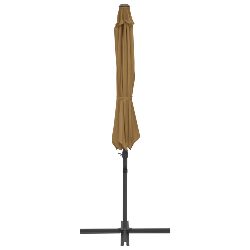 Guarda-sol cantilever c/ poste de aço 300 cm cinza-acastanhado