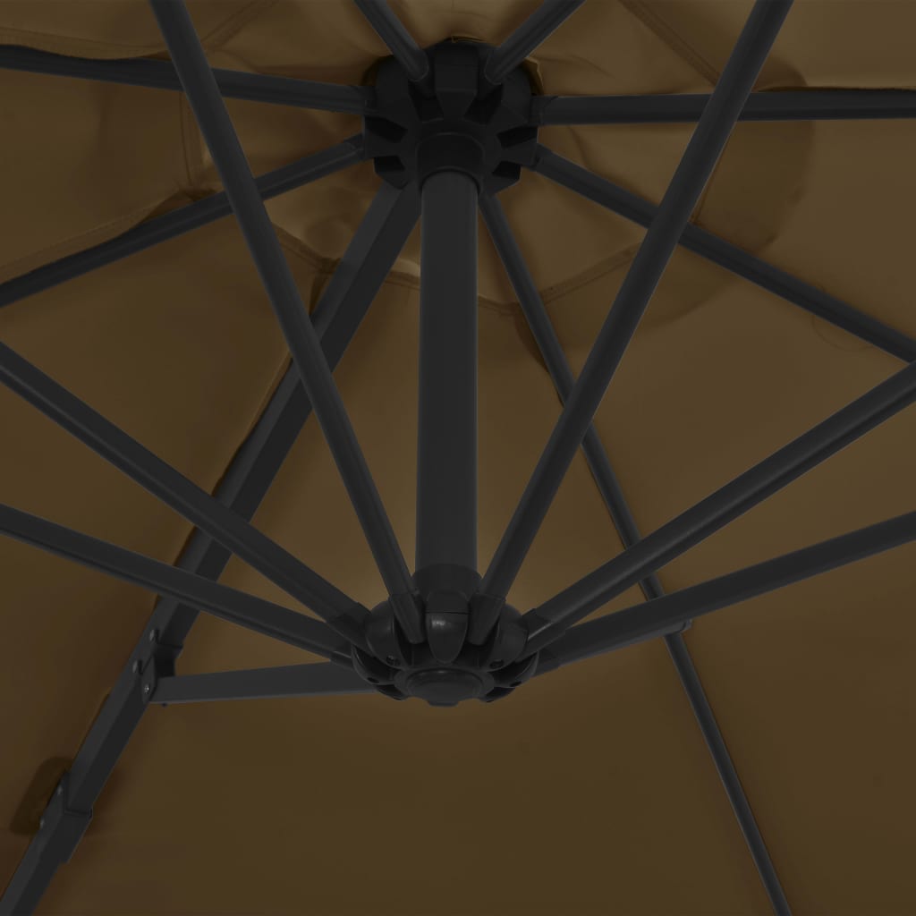 Guarda-sol cantilever c/ poste de aço 300 cm cinza-acastanhado