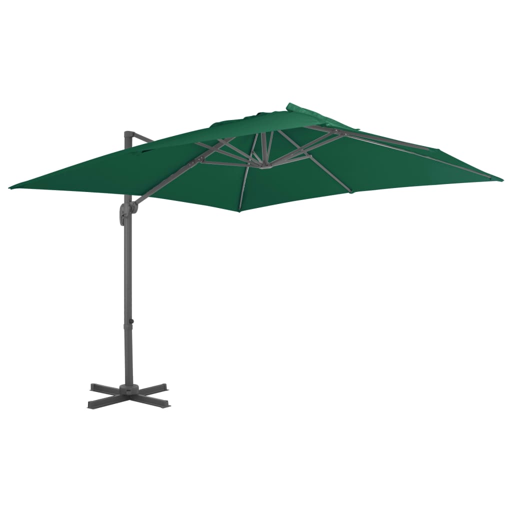 Guarda-sol cantilever com poste alumínio 300x300 cm verde
