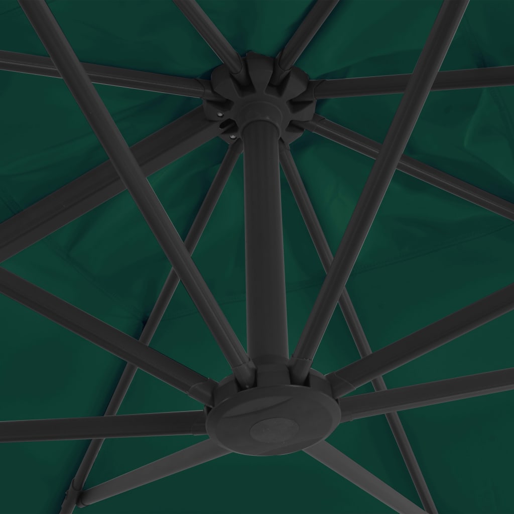 Guarda-sol cantilever com poste alumínio 300x300 cm verde