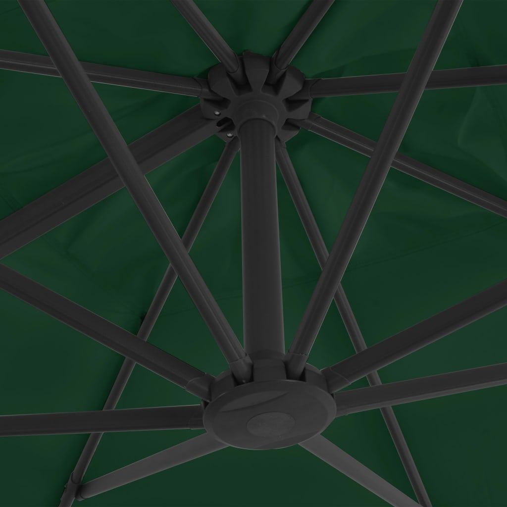 Guarda-sol cantilever c/ poste alumínio 400x300 cm verde