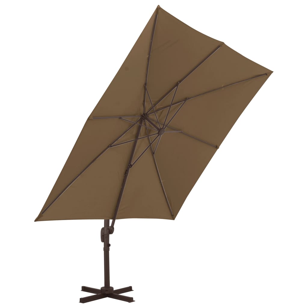 Guarda-sol cantilever c/ poste alumínio cinzento-acastanhado
