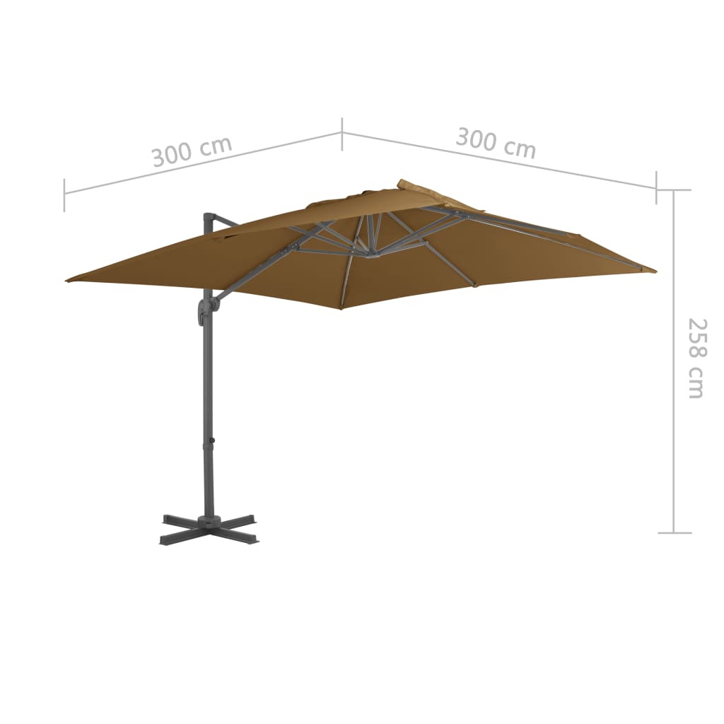 Guarda-sol cantilever c/ poste alumínio cinzento-acastanhado