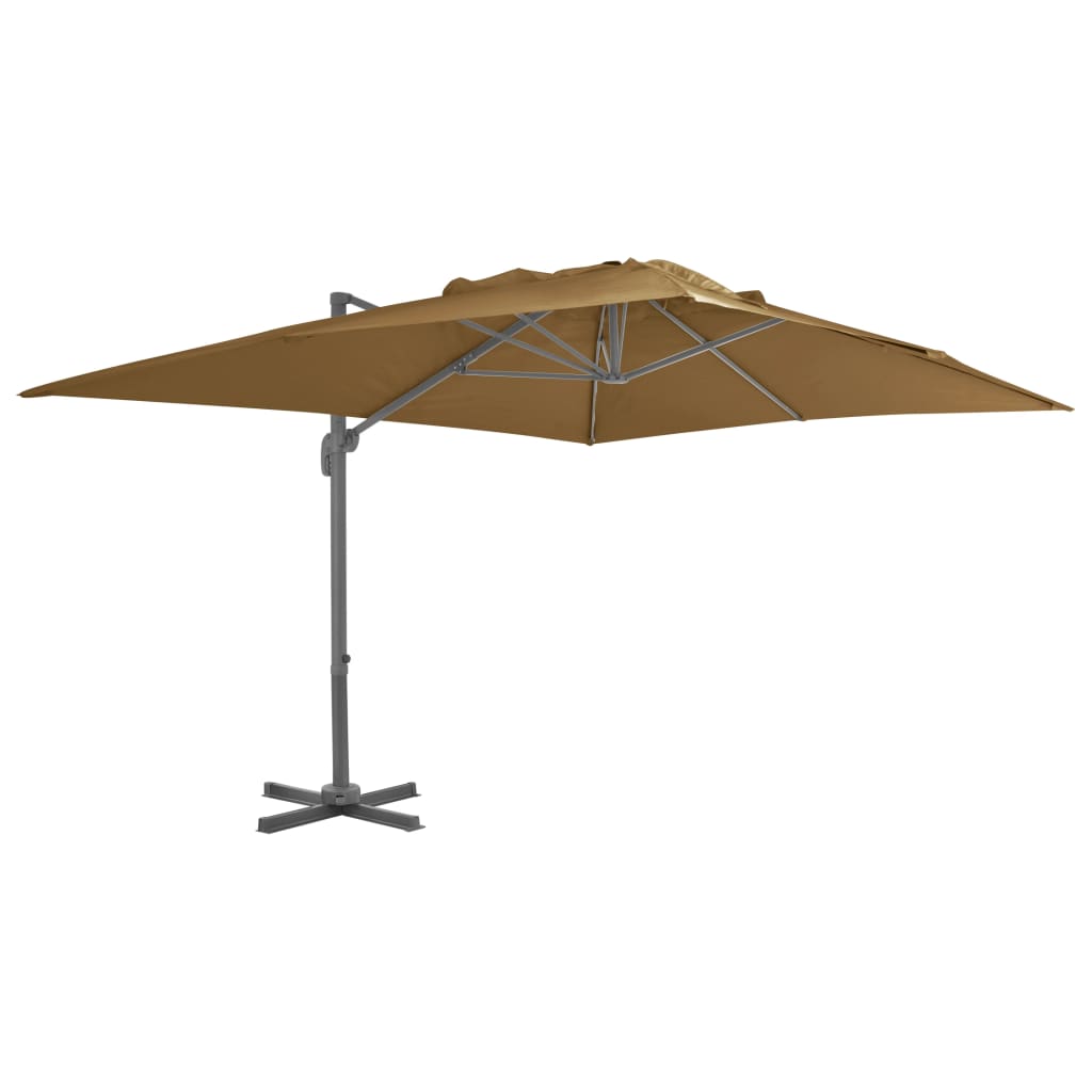 Guarda-sol de jardim cantilever com mastro de alumínio 400x300 cm cinza-claro